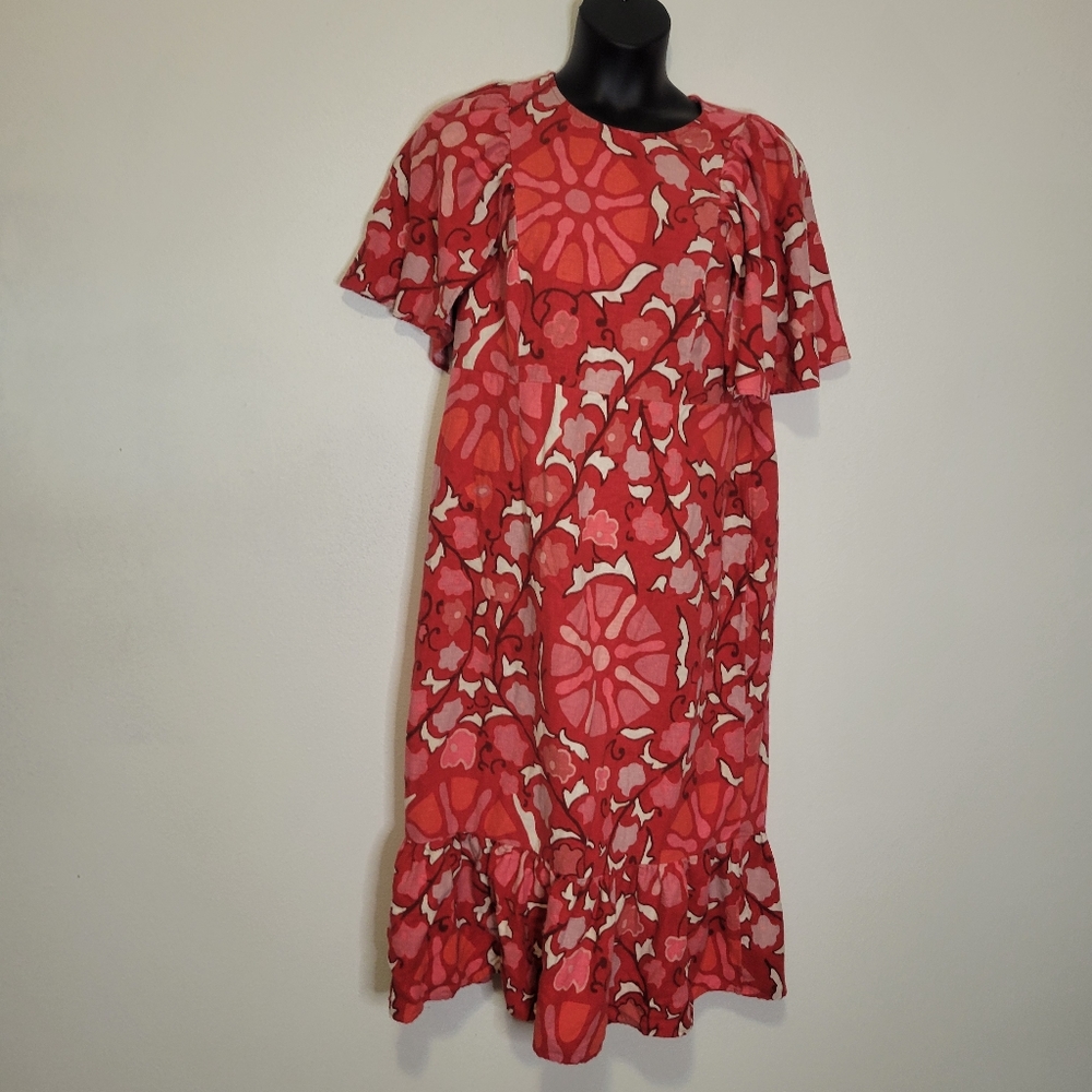 Rhode x target size 18 linen blend red colorful print dress
